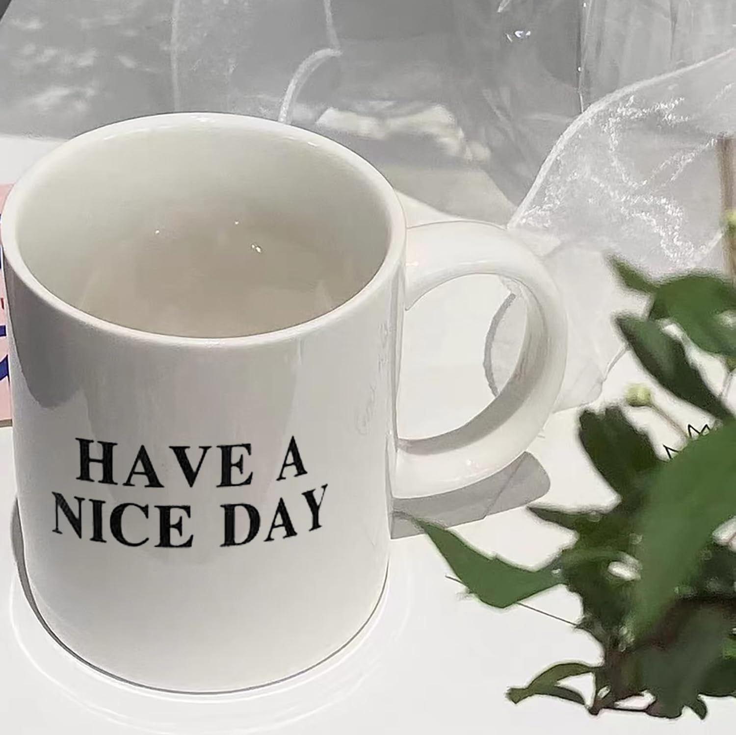 Cloverhome Have a Nice Day Coffee Mug with 3D Finger on the bottom Funny Coffee Mug for Men and Women Novelty Coffee Mug for Valentines Day Birthday Christmas and Halloween (White)