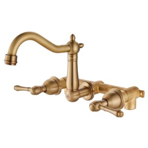 aolemi wall mount bathtub faucet 3 hole tub filler,8 inch center with swivel spout,antique brass