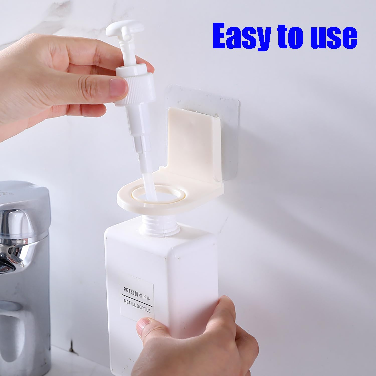 Fsocpen 10 Pcs Wall Mounted Pump Hand Stand Hanging Jar Hanger Rack Wall Mounted Pump Hand Stand, Drill Free Wall Soap Dispenser Lotion Container for Kitchen Bathroom,Soap Bottle Dispenser Holder