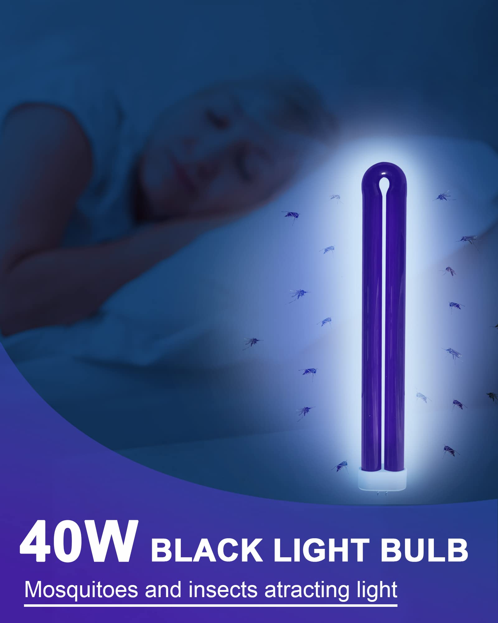 BB-40blk 40W Replacement Light Bulb Compatible with Black Flag Deluxe Bug Zapper Model BZ-40DX and Stinger UVB45 Outdoor Mosquito Lamp, B4045 40-Watt 5500 Volt Black Light Replacement Bulb - 1 Pack