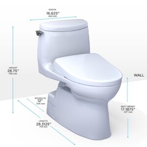 TOTO WASHLET+ Carlyle II 1G One-Piece Elongated 1.0 GPF Toilet and WASHLET+ S7 Contemporary Bidet Seat, Cotton White - MW6144726CUFG#01