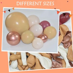 Boho Balloon Garland Arch Kit - 162Pcs Double Stuffed Dusty Rose Balloon Blush Pastel Pink Chrome Rose Gold Crean Peach Nude Balloons for Birthday Baby Shower Bridal Wedding Party Decorations