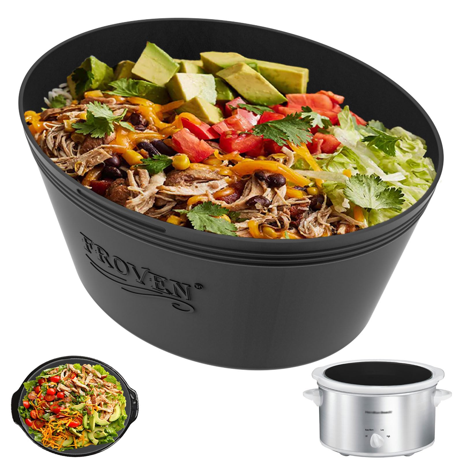 FROVEN 4QT Oval Silicone Slow Cooker Liner Compatible With Crock Pot & Hamilton Beach Crockpot Liners, Reusable, Dishwasher Safe Suitable For Most 4 Quart Crockpot Divider Insert Accessories.