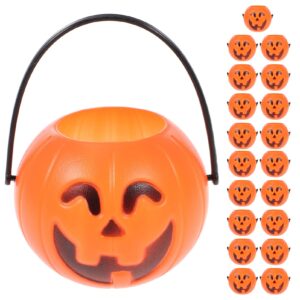 ciieeo 20pcs small halloween pumpkin bucket 7cm mini plastic portable trick or treat pumpkin candy buckets bulk for halloween party decoration supplies