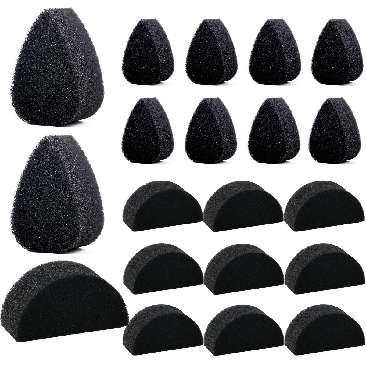 Bowitzki Face Paint Sponges Face Painting Black Sponges Petals High Density for Art Work and Body Paint (10 Petals + 10 Half Moon)