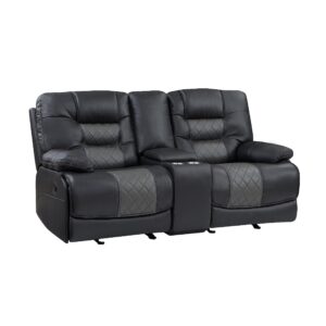 Lexicon Suisun Wall-Hugger Double Glider Reclining Loveseat, Two-Tone Gray