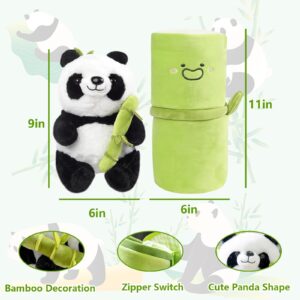 JISON21 Panda Stuffed Animals Cute 11.8 Inch Panda Plush with Bamboo Toy,Soft Plush Bamboo Panda Pillow Toy Panda Bear Plushies Panda Doll Gifts for Kids Girls Boys