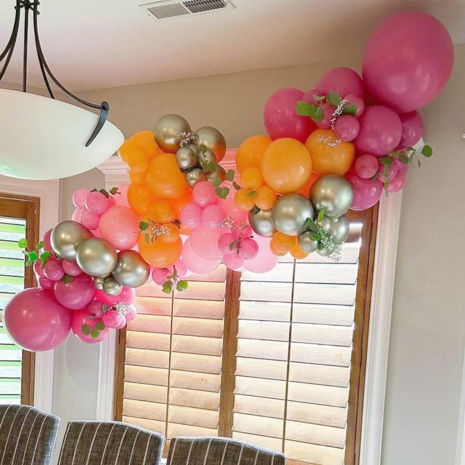 Orgnafey Hot Pink and Orange Balloon Garland Arch Kit 166pcs Pastel Light Pink and Metallic Silver Balloons For Tropical Party Supplies Summer Party Wedding Engagement Baby Shower Birthday Decorations