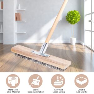 LIGEAROW Steel Brooms, 2PCS 11.8" Wire Broom Brush with Robust Metal Holder, Wire Broom Head with Socket for Wooden Handle, Metal Broom Garden Broom for Household Kitchen Catering Commercial-Silver