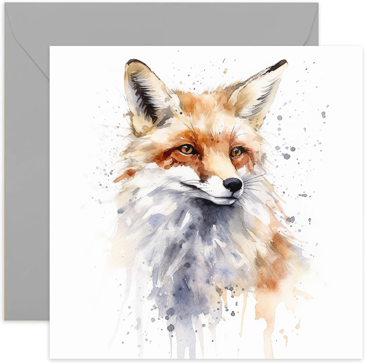 Old English Co. Watercolour Red Fox Greeting Card for Birthday - Cute Birthday Card for Mum, Nan, Sister, Her - Wildlife Art Card for Thinking of You, Thank You, Just Because | Blank Inside Envelope