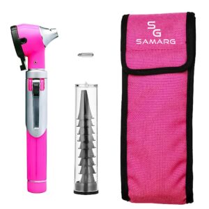 mini otoscope with light ear infection detector and pocket ear scope | suitable for kids, adults, doctors - available in multiple colors (pink)