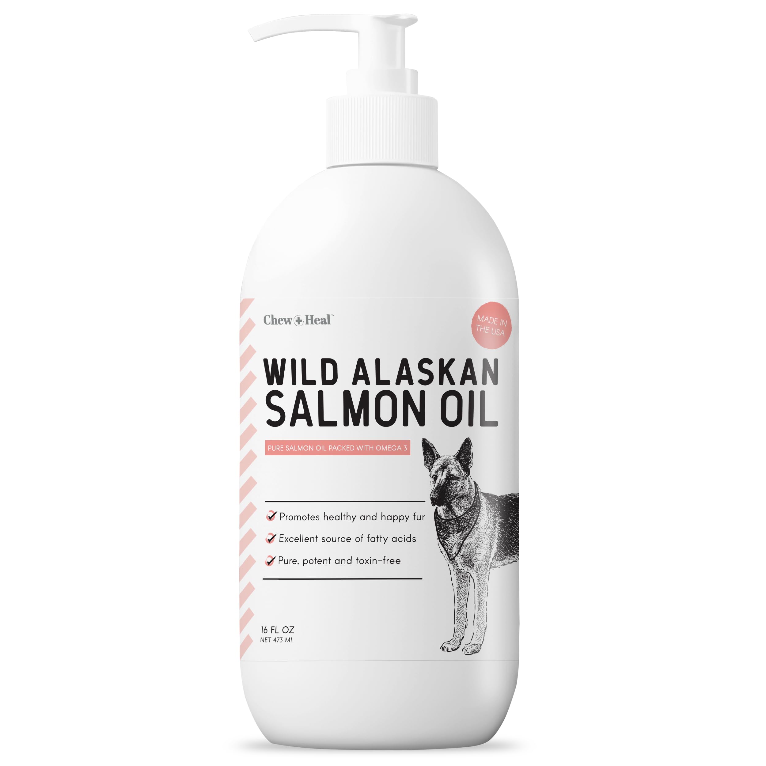 Wild Alaskan Salmon and Pollock Fish Oil for Dogs - 16 oz. of Fish Oil Formula - Pump Cap Bottle - Contains Omega-3 and 6, Vitamin D, EPA, and DHA for Healthy Skin and Coat