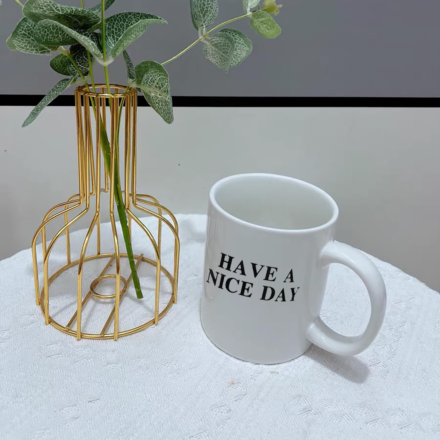 Cloverhome Have a Nice Day Coffee Mug with 3D Finger on the bottom Funny Coffee Mug for Men and Women Novelty Coffee Mug for Valentines Day Birthday Christmas and Halloween (White)