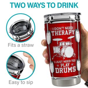 SANDJEST Drummer Gifts Drummer Tumbler 20oz Stainless Steel Insulated Tumblers Drum Coffee Travel Mug Drumming Gift for Drummers Men Women