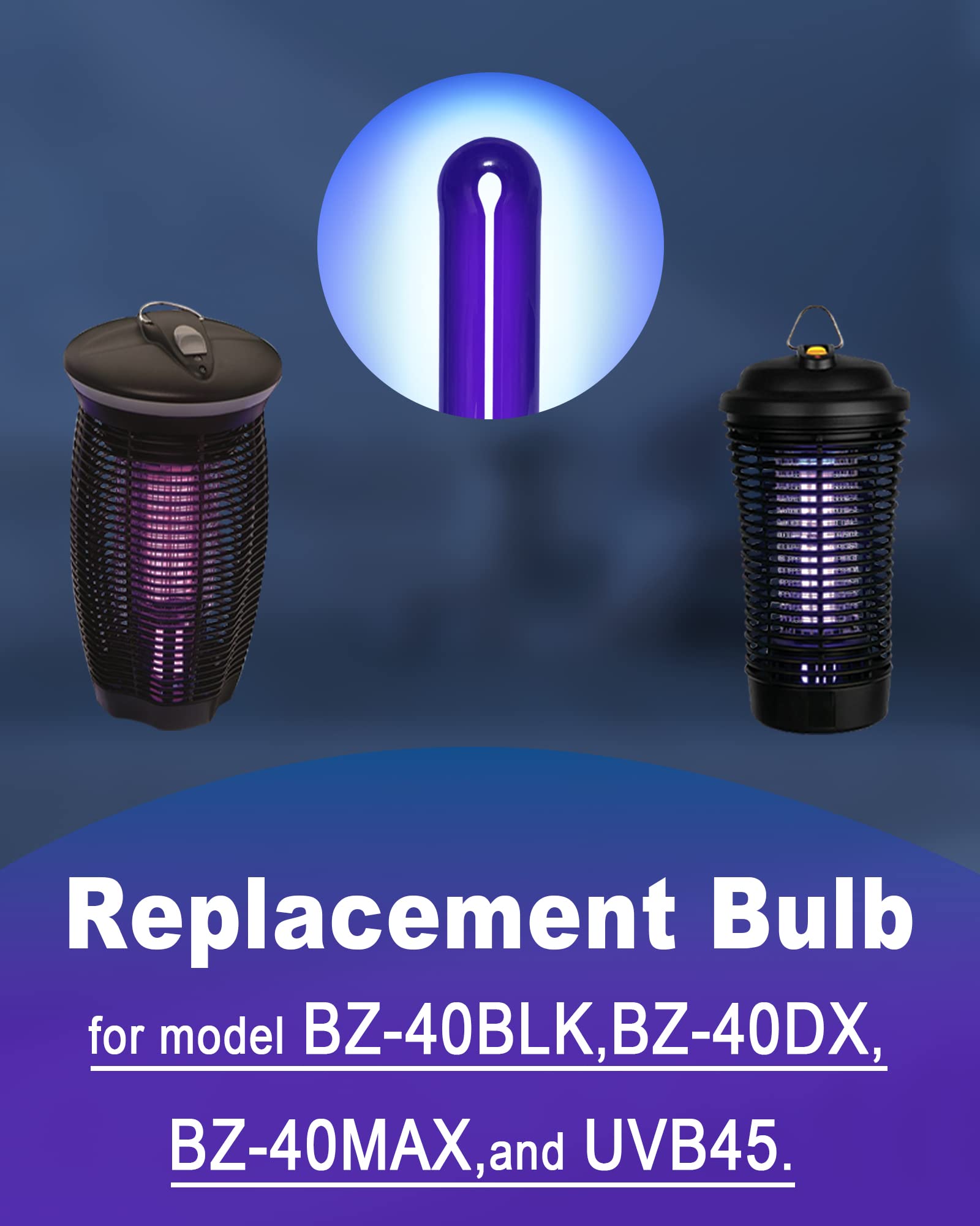 BB-40blk 40W Replacement Light Bulb Compatible with Black Flag Deluxe Bug Zapper Model BZ-40DX and Stinger UVB45 Outdoor Mosquito Lamp, B4045 40-Watt 5500 Volt Black Light Replacement Bulb - 1 Pack