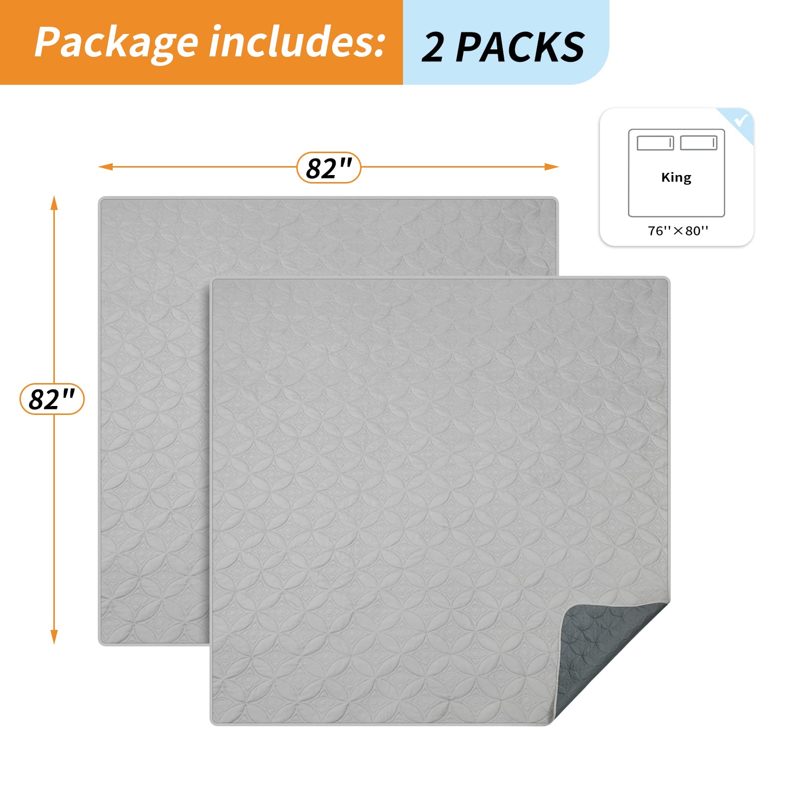 2 Packs Waterproof Dog Blankets Washable for Large Dog, Pet Couch Covers Protect Bed Sofa Furniture, Soft Reversible Dog Blankets Anti Scratches Dirty for Puppy Kids (82"×82", Light/Dark Grey)