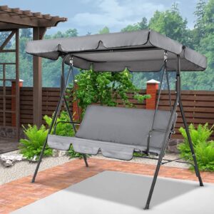 Doefo Garden Swing Set - UV Resistant Patio Replacement Swing & Swing Seat, Waterproof Polyester Swing Canopy Top Fit Most 3 Seater Swings