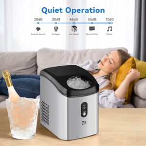 ACONEE Nugget Countertop Ice Maker with Soft Chewable Ice, Portable Ice Maker with Self-Cleaning, 33Lbs/24Hrs, One-Key Operation, Compact Ice Maker with Ice Scoop/Basket for Home/Kitchen/Office/Bar