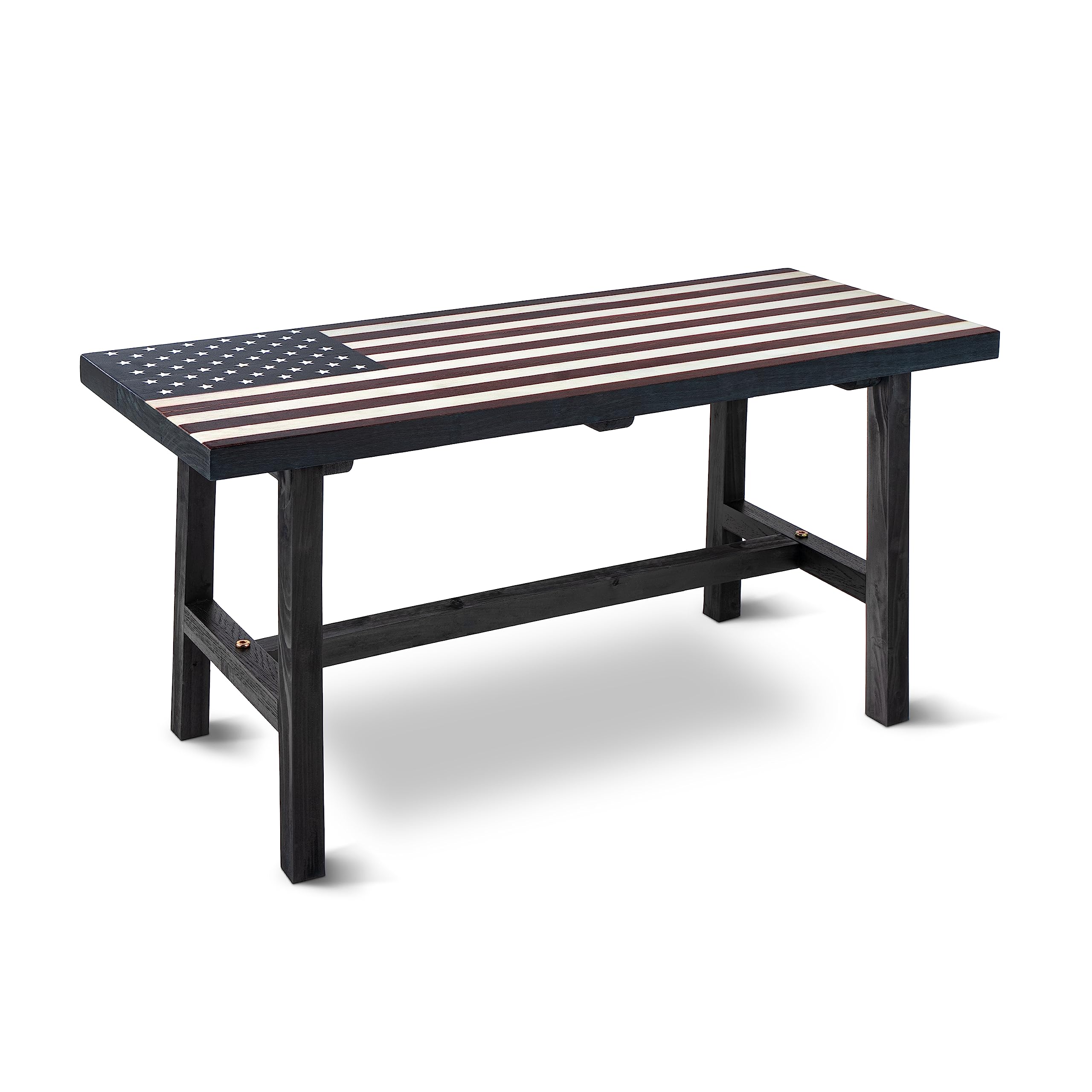 BACKYARD EXPRESSIONS PATIO · HOME · GARDEN Wood American Flag Indoor/Outdoor Patio Bench Backyard Expressions Bench-31.5", Red, White, Blue Brown