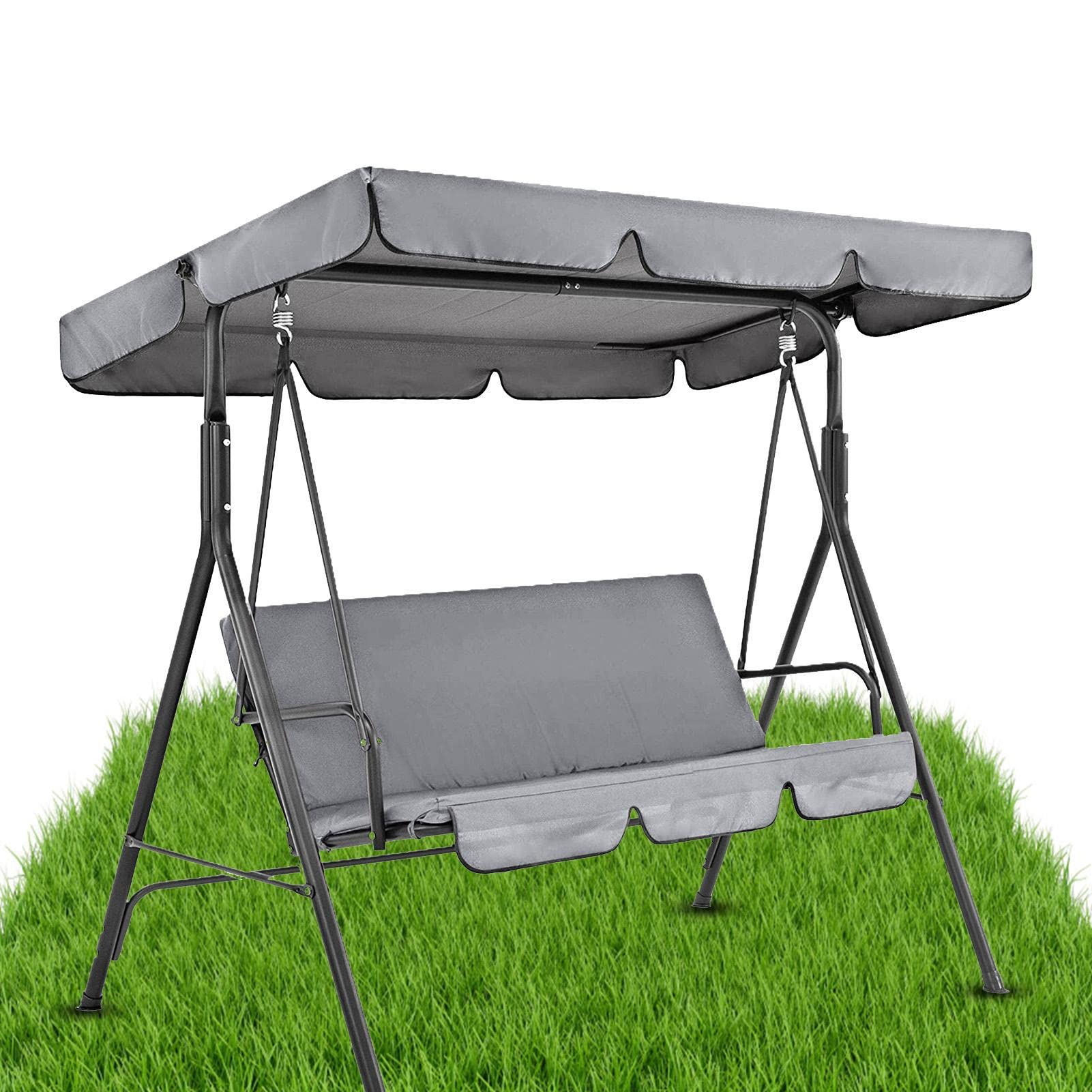 Doefo Garden Swing Set - UV Resistant Patio Replacement Swing & Swing Seat, Waterproof Polyester Swing Canopy Top Fit Most 3 Seater Swings