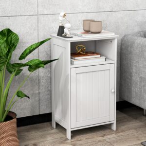 Giantex Bathroom Floor Storage Cabinet - Side Cabinet with Open Compartment, 3-Position Adjustable Shelf, Elevated Base, Freestanding Storage Organizer for Hallway, Living Room, Bedroom (White)