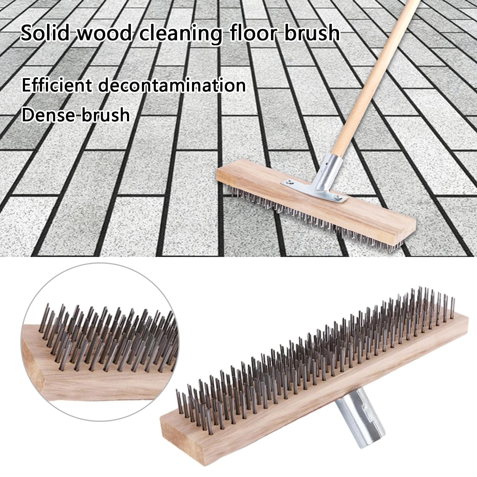 LIGEAROW Steel Brooms, 2PCS 11.8" Wire Broom Brush with Robust Metal Holder, Wire Broom Head with Socket for Wooden Handle, Metal Broom Garden Broom for Household Kitchen Catering Commercial-Silver