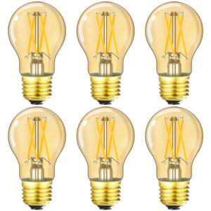 leools dimmable e26 amber led bulb 6w equal 60 watt vintage led edison bulb ac120v 2700k a15 led bulb for ceiling fan light bulbs,refrigerator light bulb 600lm 6pack