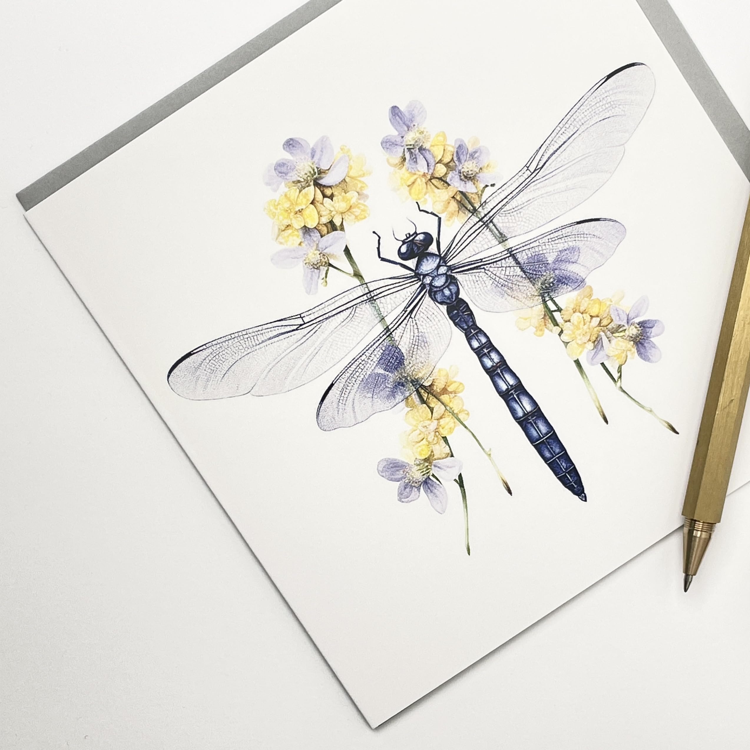 Old English Co. Dragonfly Card for Birthday - Painted Botanical Wildlife Card - Birthday Dragonfly Greeting Card for Daughter, Sister, Mum, Nan - Birthday Card for Her | Blank Inside with Envelope