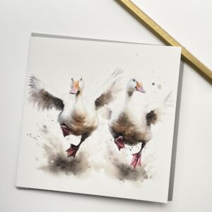 Old English Co. Watercolour Running Ducks Greeting Card for Birthday - Cute Birthday Card for Mum, Nan, Her - Wildlife Art Card for Thinking of You, Thank You, Just Because | Blank Inside Envelope