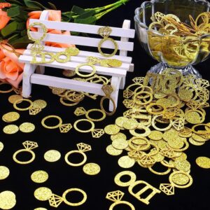 Gold Wedding Table Confetti, Bridal Shower Decorations Bride to Be Confetti Glittering Diamond Ring I Do Engagement Party Table Scatter, 100pcs