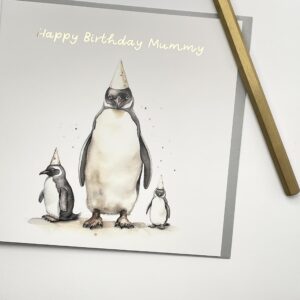 Old English Co. Penguin Happy Birthday Card for Mummy - Cute Penguin Birthday Card from Young Children, Son, Daughter - Heartfelt Birthday Card for Mummy, For Her | Blank Inside with Envelope