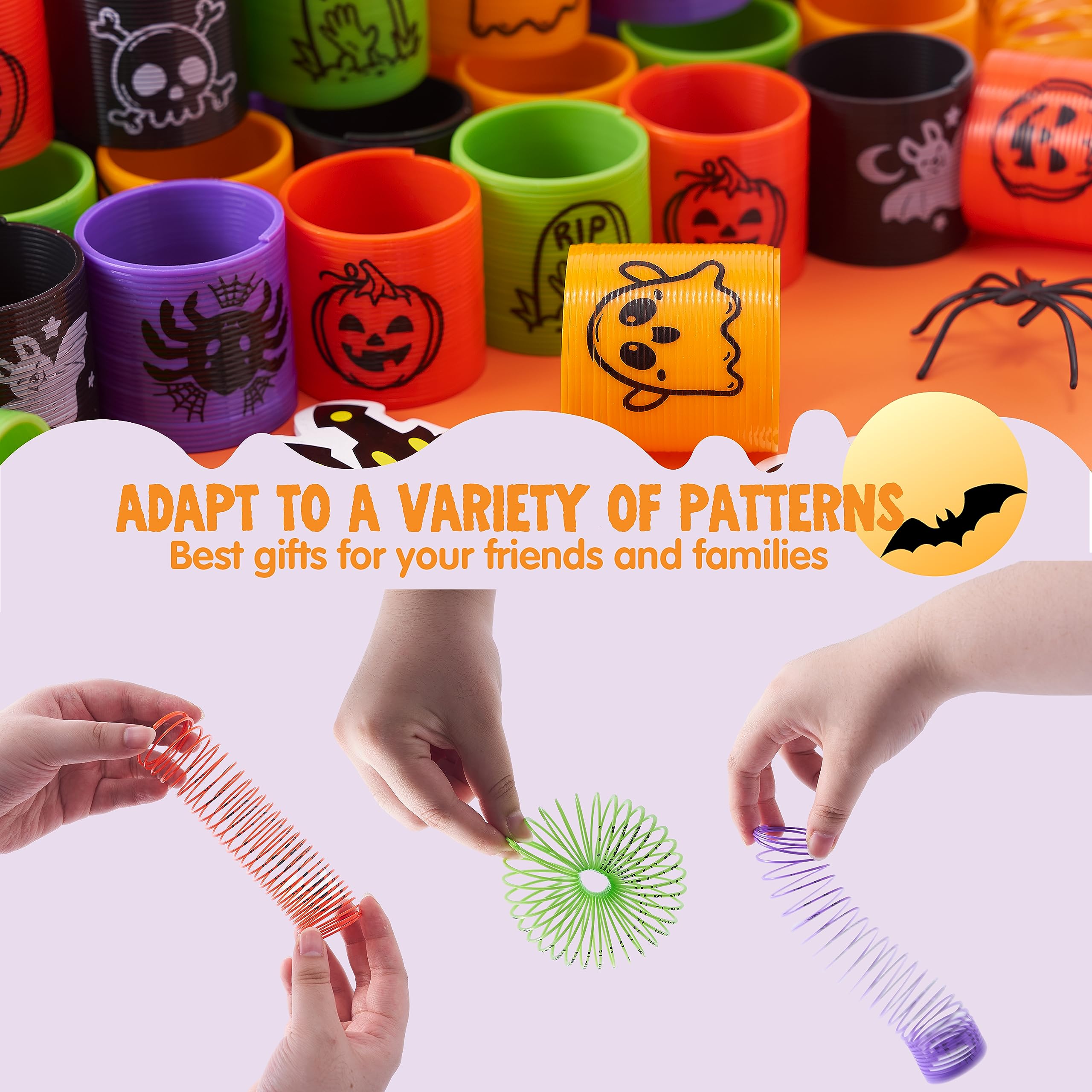 JOYIN 60 PCS Halloween Coil Spring for Kids, Mini Magic Springs Toys, Fidget Stress Coils Toy for Halloween Party Favors, Trick or Treat Bags Stuffers, Classroom Exchange, Carnival Game Prizes