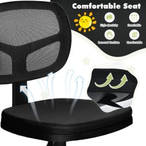 TOMANOR Kids Desk Chair - Armless Teens Girls Study Chair Small Kids Computer Chair Adjustable Swivel Mesh Task Chair for Home School Office Black