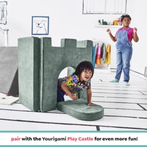 Yourigami Kids and Toddler Play Gym, Playroom Couch Set, Durable Modular Design, Mountain Gray