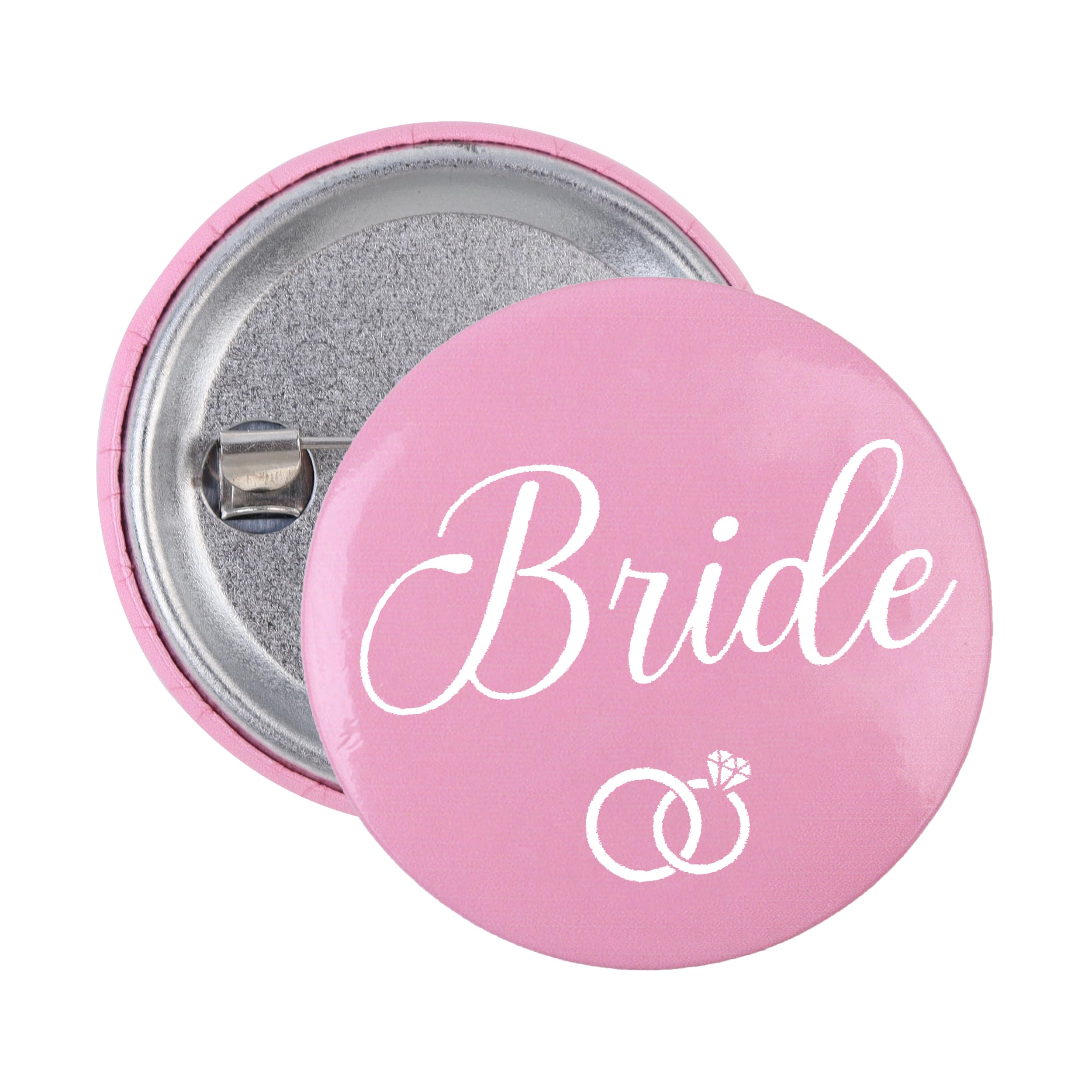 Team Bride Buttons - (1) Bride, (1) Maid of Honor, & (8) Team Bride Button | Bachelorette Party Bride Squad Buttons Favors Supplies Decoration Favor Kit Gifts Bridal Party Pins Wedding Set Gift (Pink)