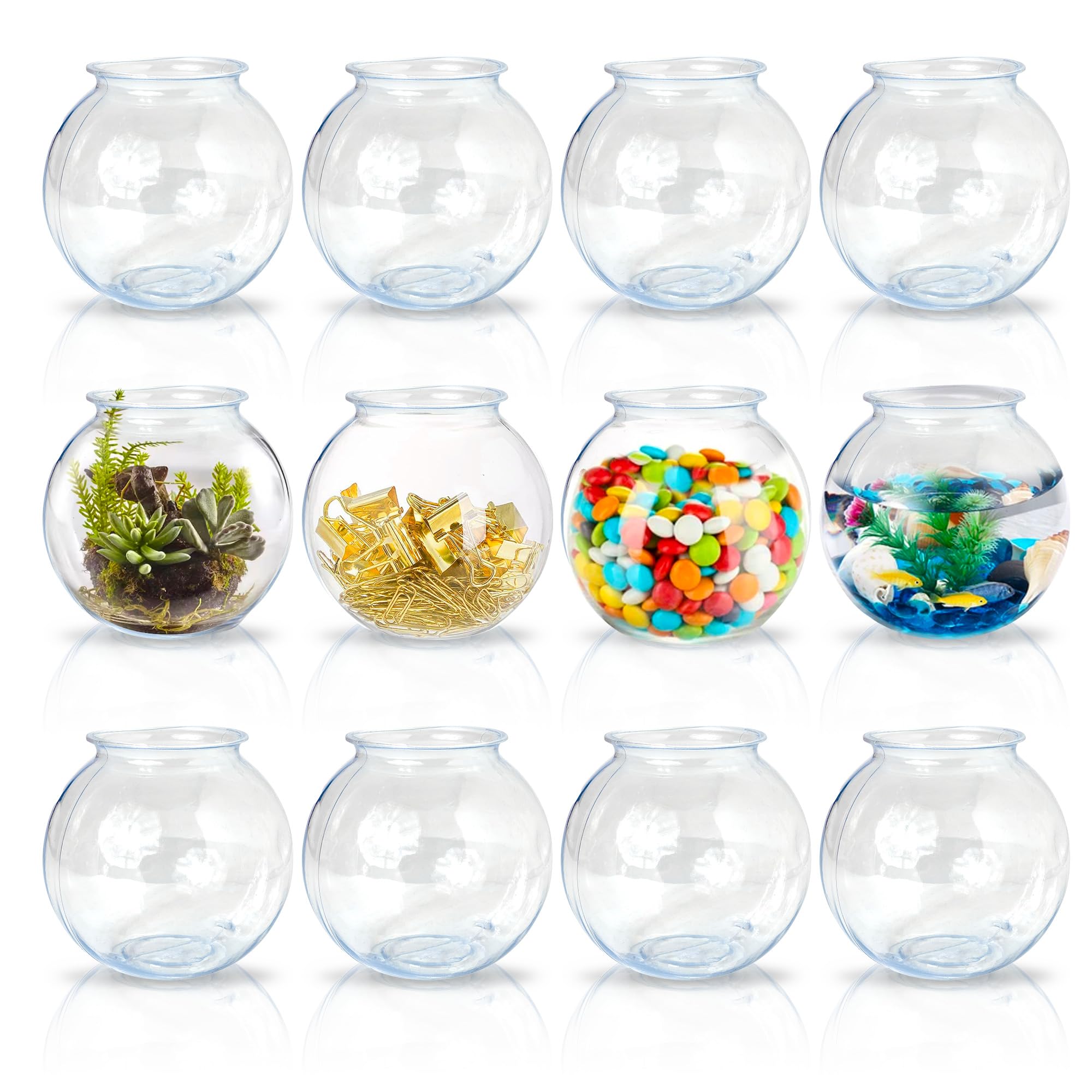 Sterline Plastic Ivy Bowls - 12 Pack - 16 Oz - Fish Bowl for Drinks, Home Décor, Unbreakable Centerpiece, Carnival Game Accessory, Candy Dishes, Ornament Holder, Party Supplies, Sweet Treats