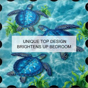 MILANKET Sea Turtle Duvet Cover Set, 100% Microfiber Blue Sea Turtle and Seaweed Pattern Bedding Set King Size, 3 Piece Ocean Turtle Themed Duvet Cover for Teens Boys and Girls