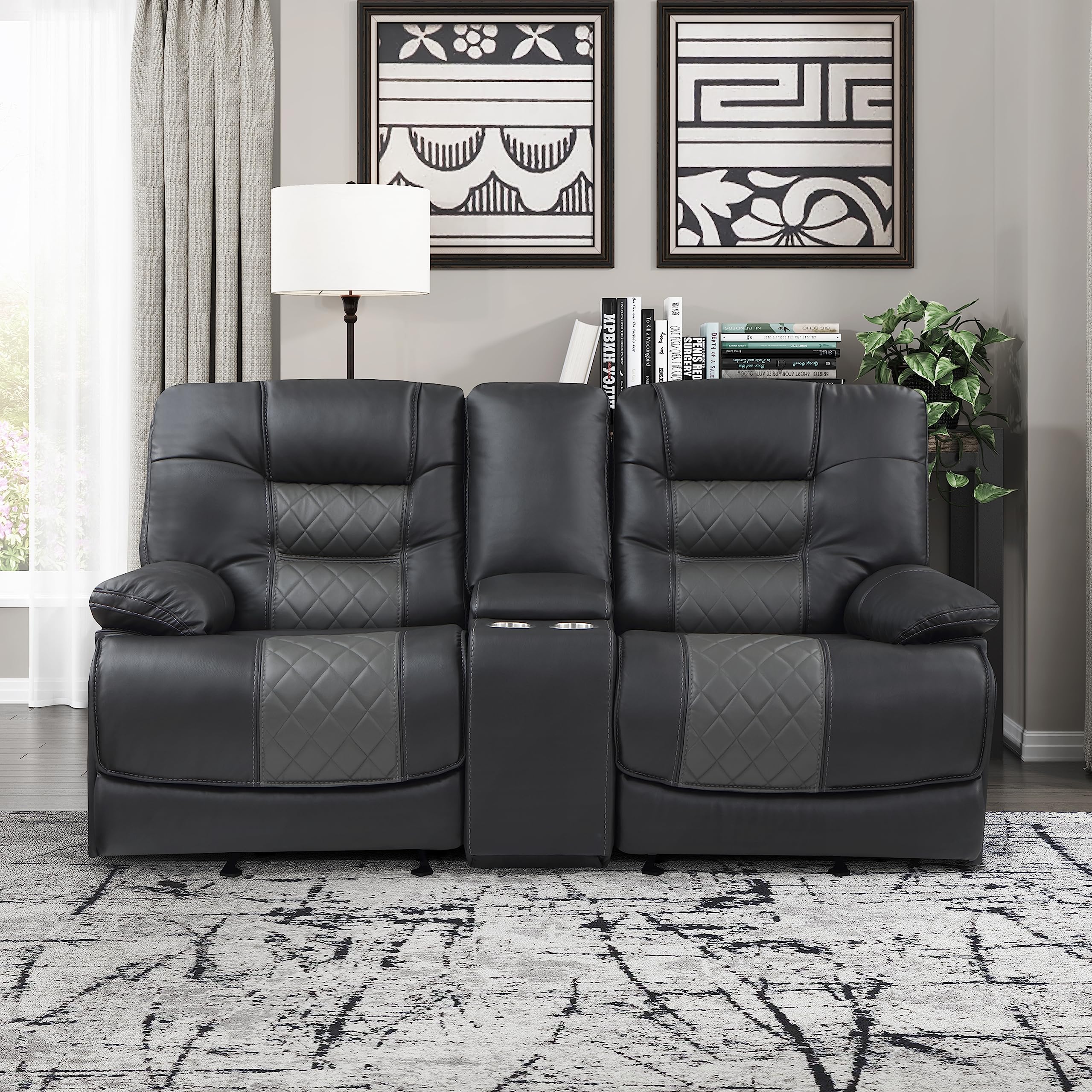 Lexicon Suisun Wall-Hugger Double Glider Reclining Loveseat, Two-Tone Gray