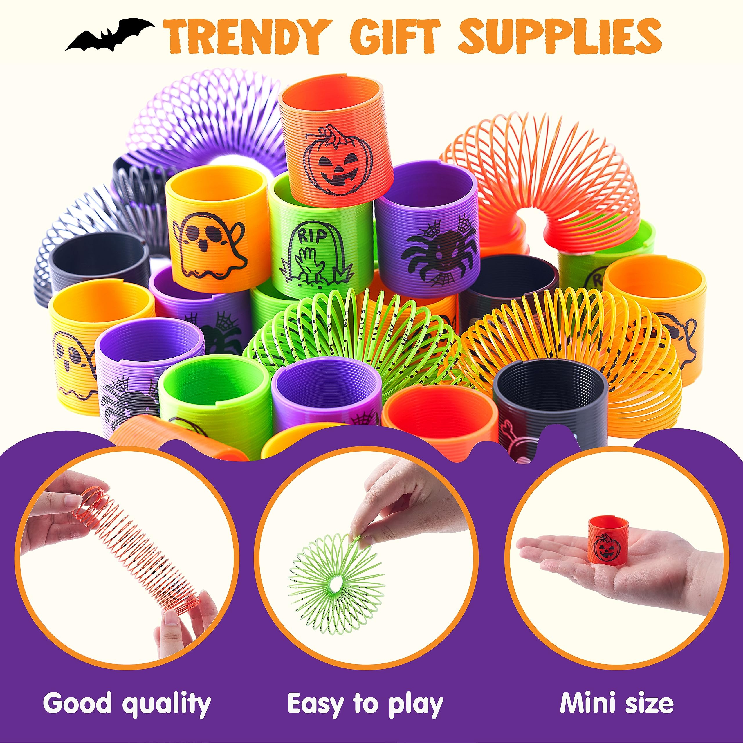 JOYIN 60 PCS Halloween Coil Spring for Kids, Mini Magic Springs Toys, Fidget Stress Coils Toy for Halloween Party Favors, Trick or Treat Bags Stuffers, Classroom Exchange, Carnival Game Prizes