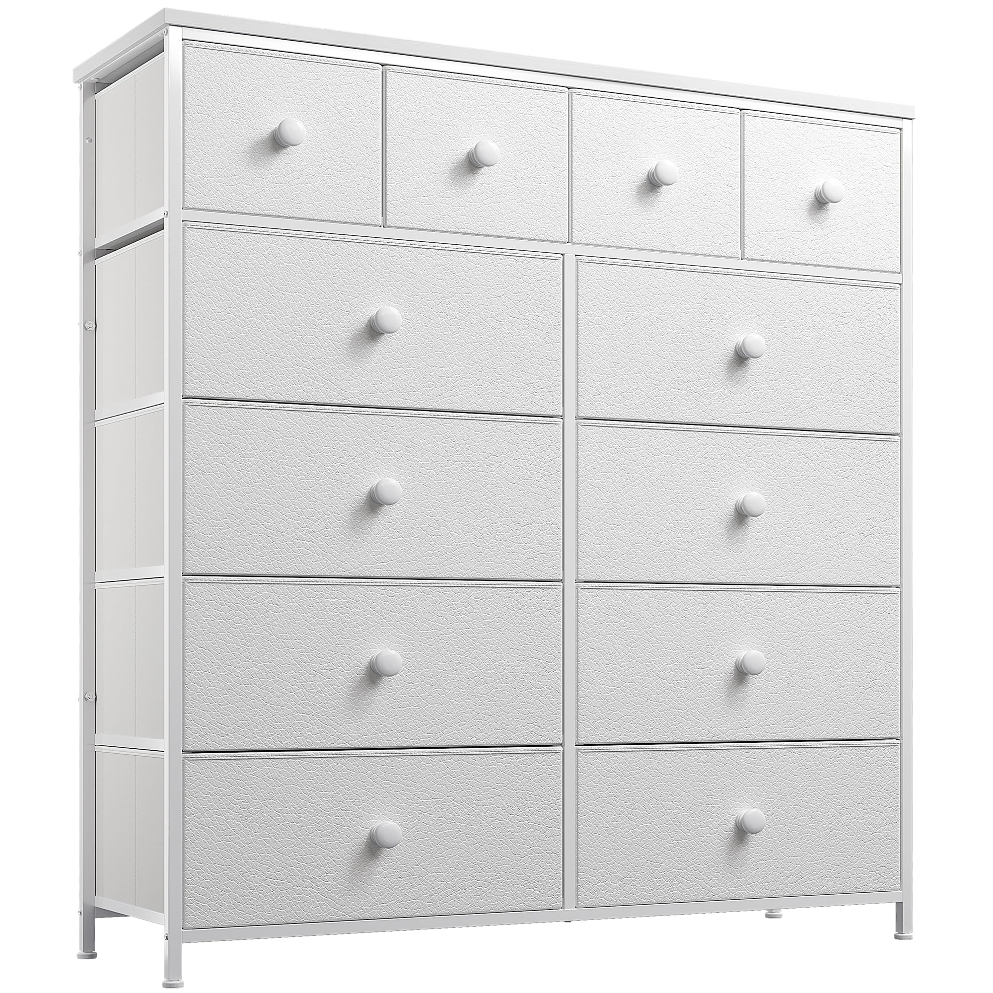 EnHomee White Dresser for Bedroom with 12 Drawers Dressers & Chest of Drawers with Wood Top, Metal Frame,Tall Dressers for Girls Bedroom,Living Room,Hallway,Closet