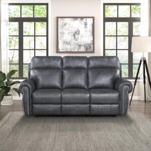 lexicon janwood wall-hugger power double reclining sofa, gray