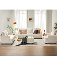 papababe Couch, Comfy Sofa Couch with 24" Extra Deep Seats, Offwhite Modern Sofa- 3 Seater Sofa Couch for Living Room Apartment Lounge, Bouclé