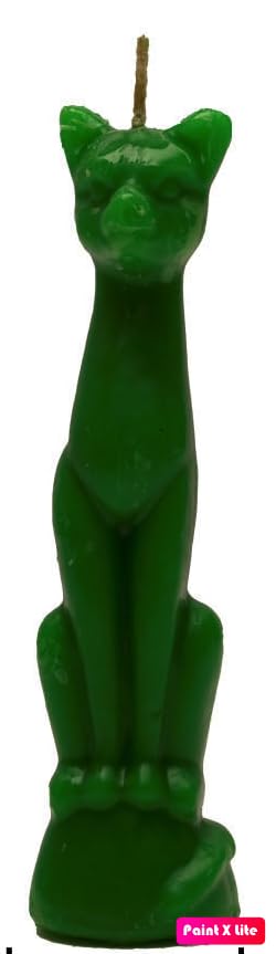 Green Lucky Cat Candle - Ancient Egyptian Goddess Symbol for Good Luck, Attraction, 9 Lives Blessing, Spiritual Ritual & Manifestation for Humans