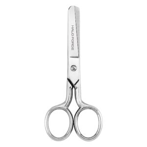 halo forge round tip sewing scissors: small safety sharp tiny fabric scissors, 4.75 inches silver stainless steel shears for cutting yarn thread embroidery knitting needlework cross stitching