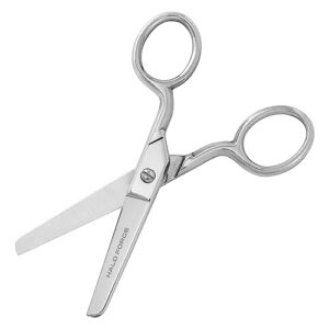 HALO FORGE Round Tip Sewing Scissors: Small Safety Sharp Tiny Fabric Scissors, 4.75 Inches Silver Stainless Steel Shears for Cutting Yarn Thread Embroidery knitting Needlework Cross Stitching