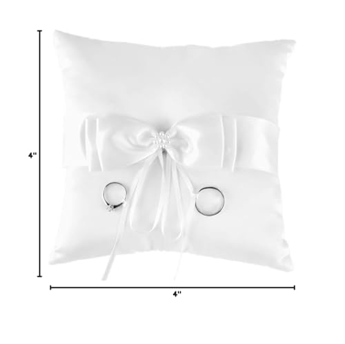 ccHuDE Faux Pearl Satin Ring Pillow Wedding Ring Bearer Cushion Ring Display Pillow Engagement Ring Storage Pillow Ceremony Ring Holder for Bridal Shower