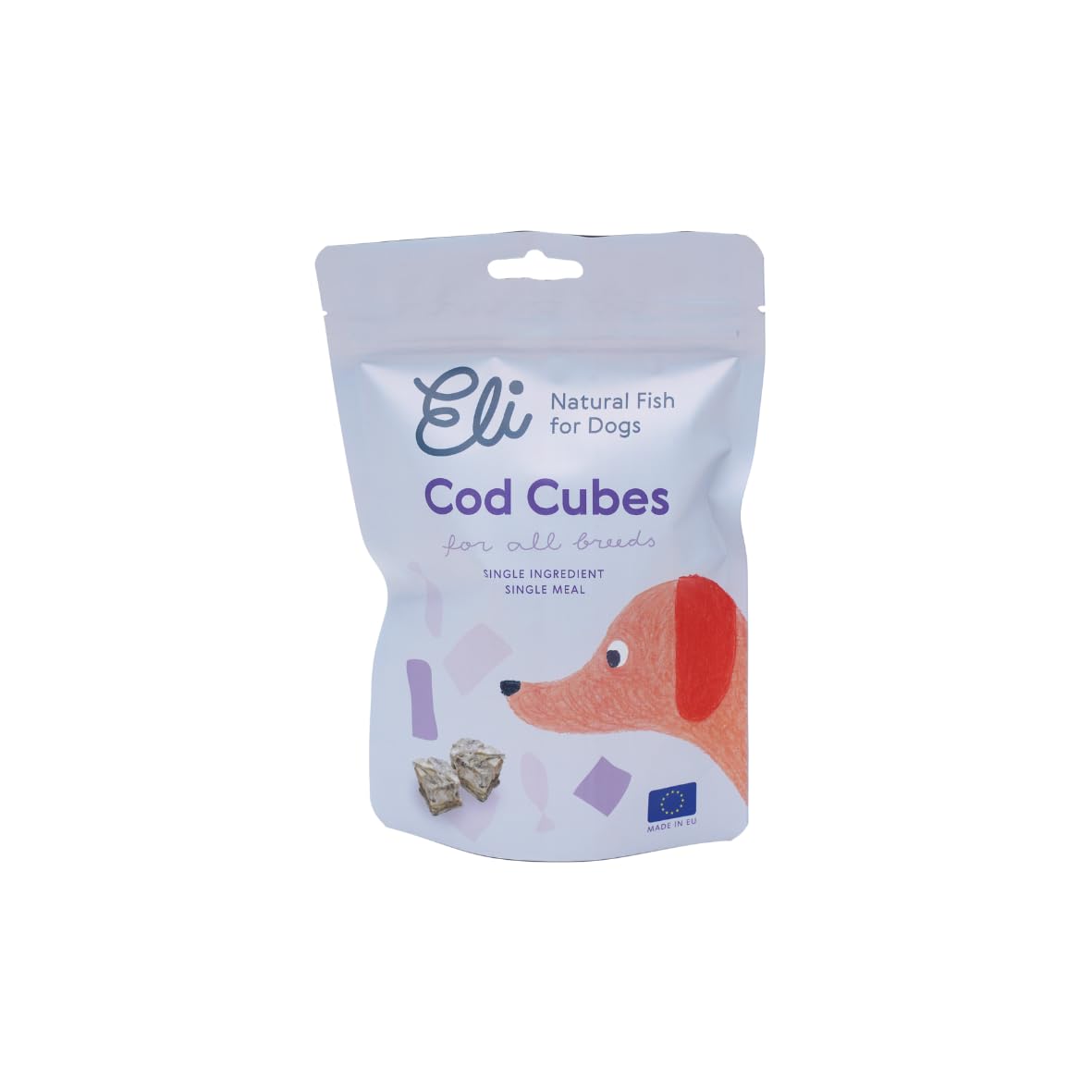 Eli Cod Skin Cubes 3 oz - Naturals Premium Dog Treats, Fish Skin Dental Treats, Rich in Protein & Omega 3, Low in Fat, Grain Free, Single Ingredient, Crispy, Hypoallergenic, Gluten Free, Air Dried