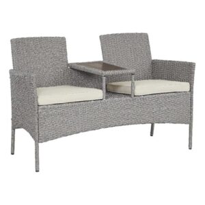 progressive furniture tiki outdoor gray/off white love seats