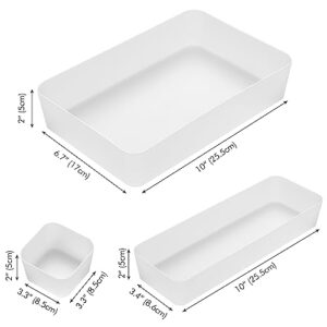 Poeland 15 Pcs Drawer Organizer Tray Storage Box for Bedroom Dresser Bathroom Kitchen, Frosted