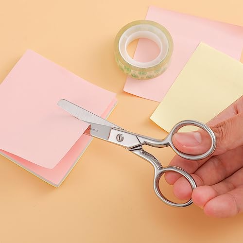 HALO FORGE Round Tip Sewing Scissors: Small Safety Sharp Tiny Fabric Scissors, 4.75 Inches Silver Stainless Steel Shears for Cutting Yarn Thread Embroidery knitting Needlework Cross Stitching